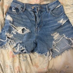 American Eagle Outfitters Distressed Blue Denim Shorts SIZE TRIPLE 0